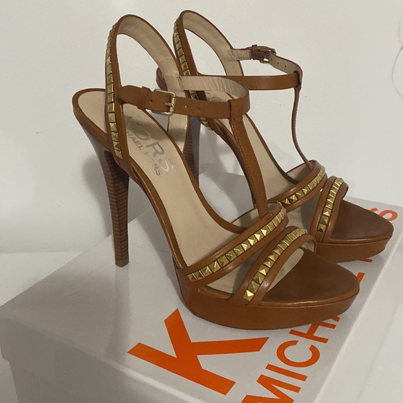 Kors by Michael Kors cognac open toe platform pump.  SALE! - Picture 10 of 11